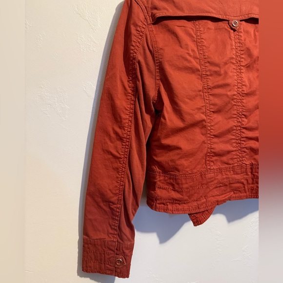 Anthropologie Marrakech Rust Orange Moto Jacket Blazer Cotton Button Up XS - Picture 11 of 14